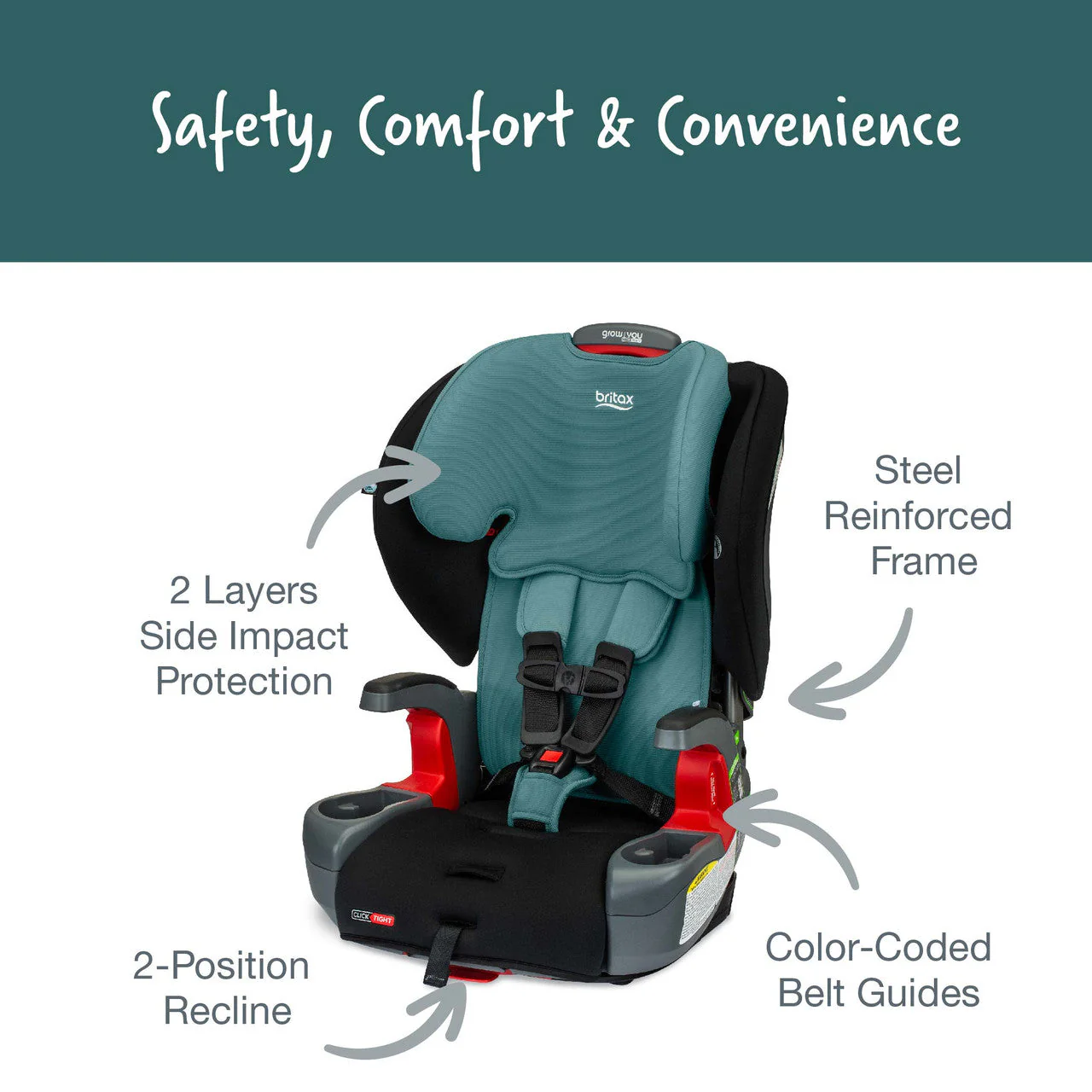 Britax Grow With You Clicktight Harness-2-Booster Car Seat - Image 14
