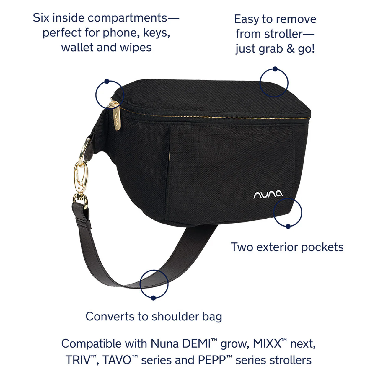 Nuna Stroller Sling Bag in Black - Image 8