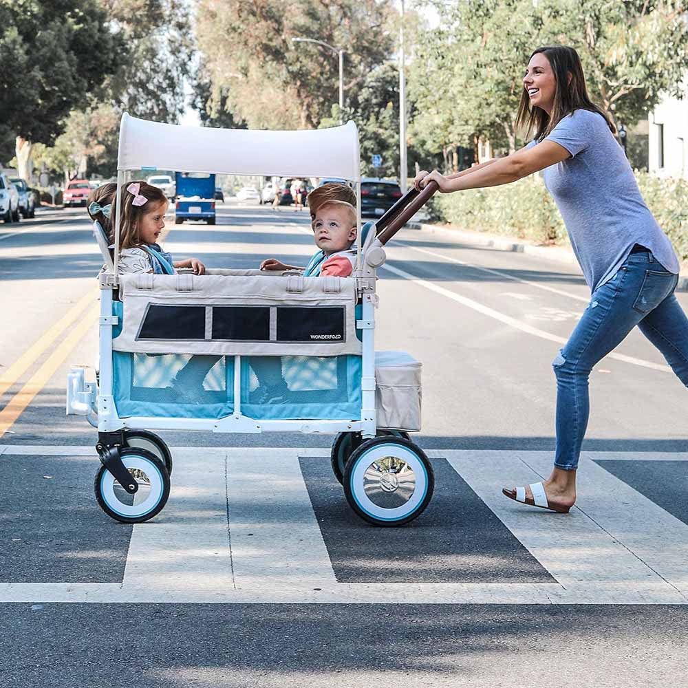 WonderFold VW Edition Quad Stroller in Bondi Blue - Image 6