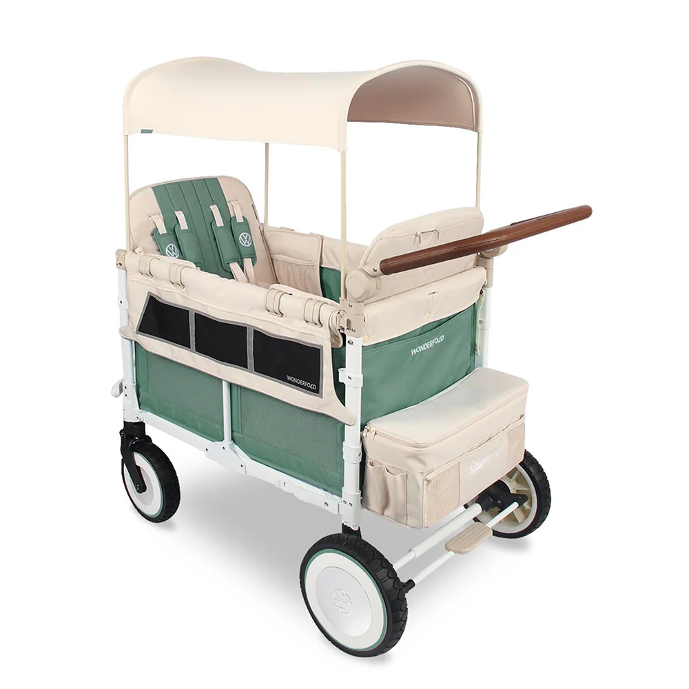 WonderFold VW Edition Quad Stroller in Sage Green - Image 4